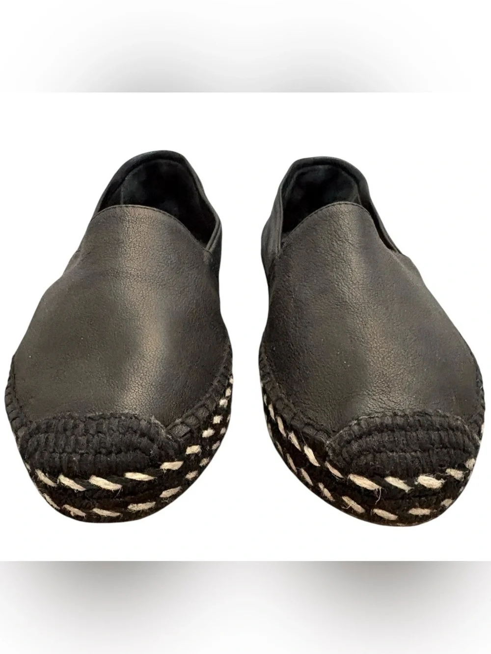 NEW Rag & Bone Noa Leather Espadrille Slip-On Flats Black Size 36 EU / US 6